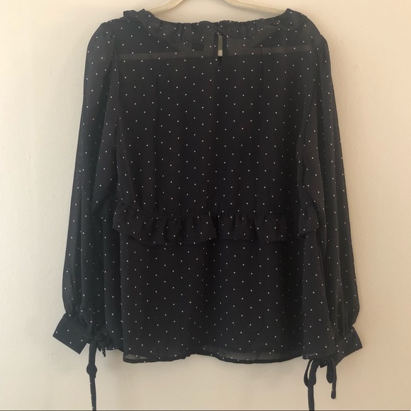 Torrid Chiffon Black White Dot Blouse Size 0 - Picture 7 of 8